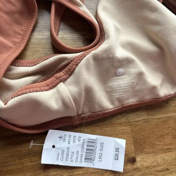 L.A. Hearts Pac Sun Swim Bikini Top Sz Large Dark Copper Pool Beach Neutrals NWT - Picture 7 of 7